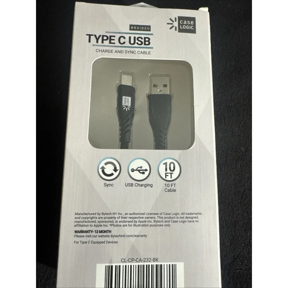 Case Logic Standard Charge & Sync Type C USB Cable 10 Feet Black‎ New